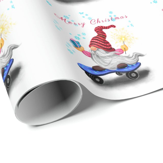 Presente Gnomo de skater com papel de empacotamento de pres (Ponta do rolo)