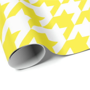 Presente Grande papel de envolvimento amarelo e branco de