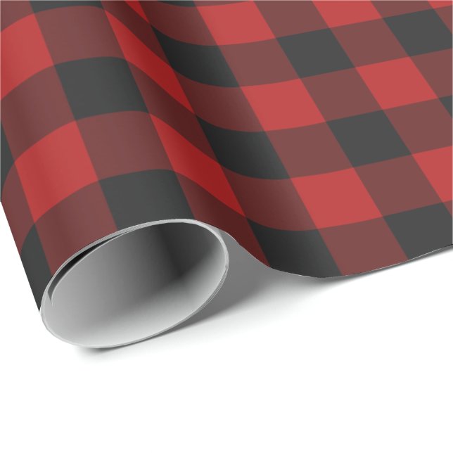 Presente Guingão vermelho & preto papel de envolvimento (Ponta do rolo)