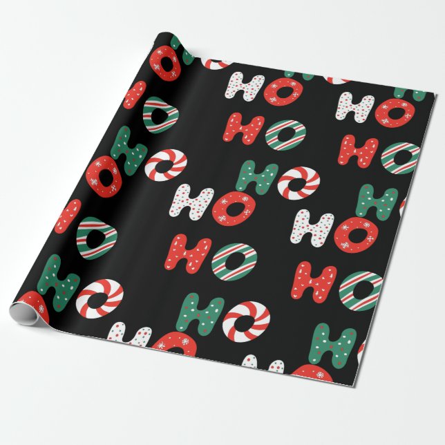 Presente Ho Ho Ho Papel de Moldagem de Natal (Desenrolado)