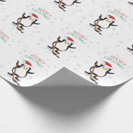 Presente Hockey com papel de moldagem de pinguins de Natal