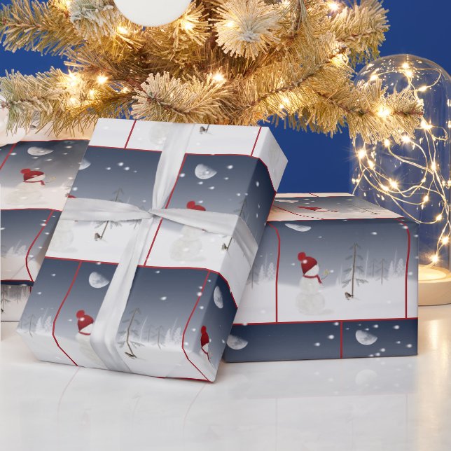 Presente Homem-Neve de Natal com Dourado Papel de Moldagem  (Feriados)