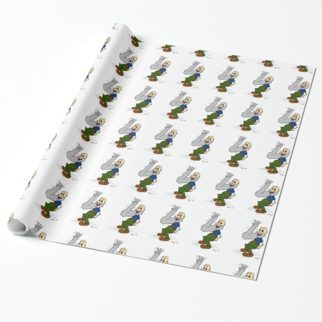 Presente Homem Velho Barba de Onda Papel de Molho (Desenrolado)