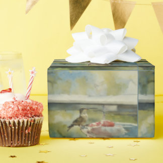 Presente Hummingbird no papel de enrolamento da janela