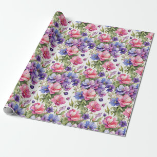 Presente Ilustração de Pastel Flores v2   Papel de enrolame