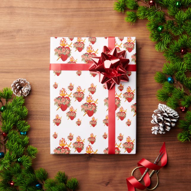 Presente Imaculado papel de enrolamento do coração (Presente de Natal)