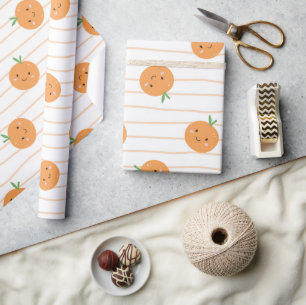 Presente Impressão de Laranjas Cutas - Rolo de Papel de Enr