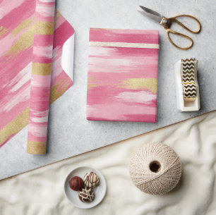 Presente Impressão de Traço Dourado cor-de-rosa - Papel de
