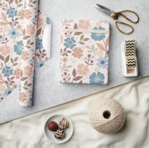 Presente Impressão Floral colorido - Papel de enrolamento r