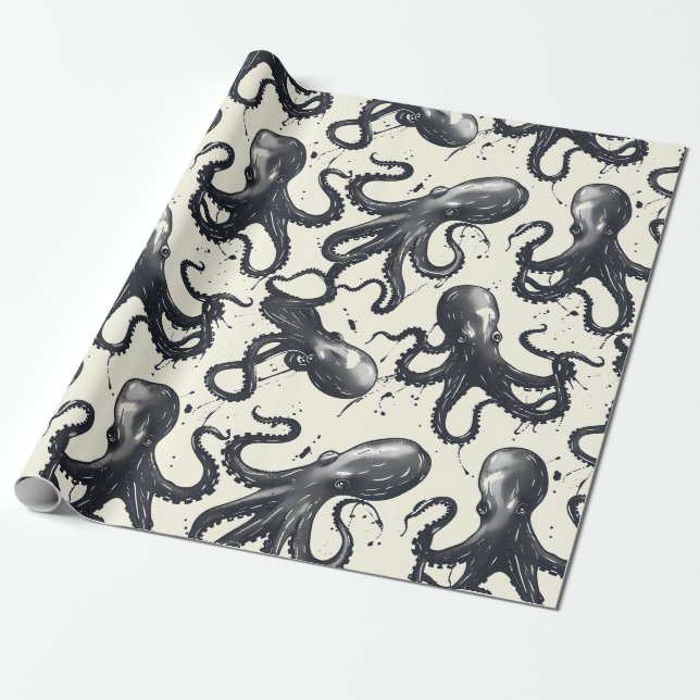 Presente Intriguindo o papel de empacotamento de Octopi (Desenrolado)