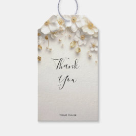 Presente Ivory White Floral Dourada deixa etiqueta para pre