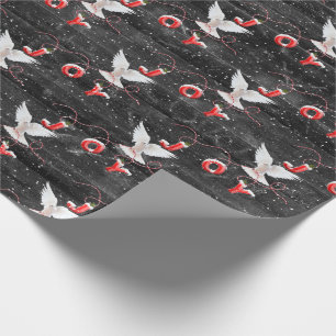 Presente Joy Dove De Natal No Papel De Lavagem De Madeira