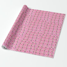 Kawaii boba tea e morango papel de embalagem