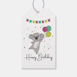 Presente Koala Deseja Feliz Aniversário Para Você Etiqueta 