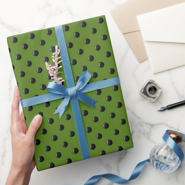 Presente Ladybug-Dots-Green - Papel de enrolamento (Presentear)
