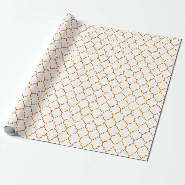 Presente Laranja de Quatrefoil do marroquino no papel de (Desenrolado)