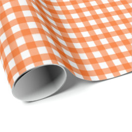 Presente Laranja| Papel Branco De Lavagem De Gingham