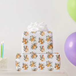 Presente Laranjas secas de inverno Papel de embalagem de pr