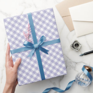 Presente Lavanda Gingham. Papel de empacotamento