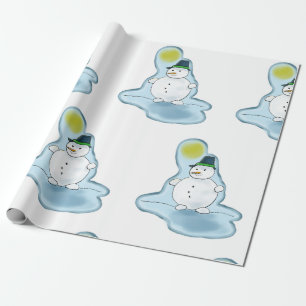 Presente Legal boneco de neve embrulhando papel