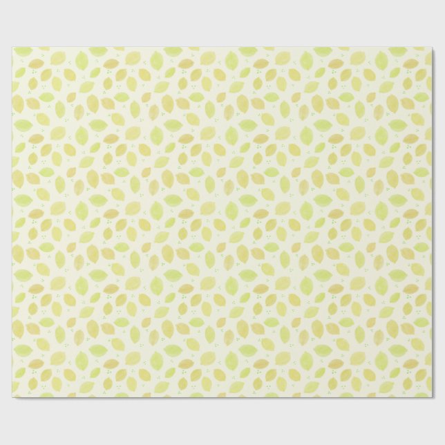 Presente Lemon Watercolor - Padrão De Citros - Papel De Emb (Aberto)