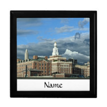 Linda linha do horizonte da cidade em uma caixa de