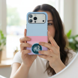 Presente Listrado Rosa Azul e Roxo Pastel Monogram