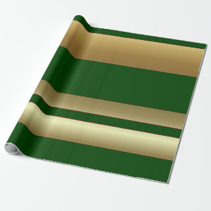 Presente Listras verde e papel de envolvimento dourado