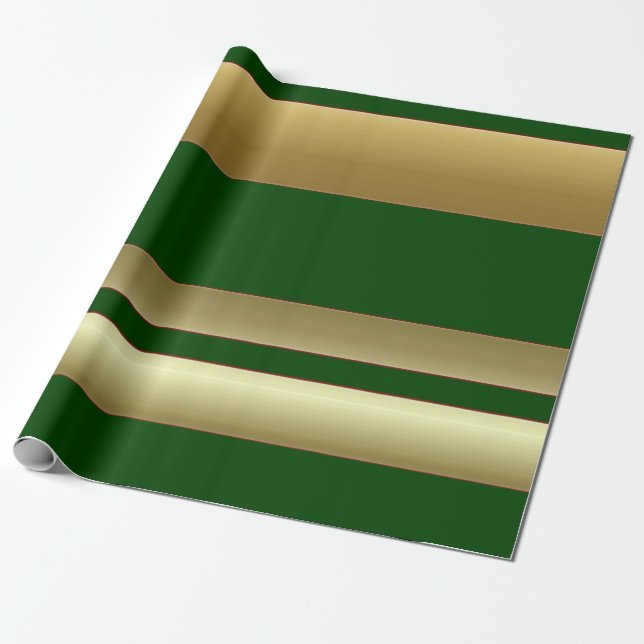 Presente Listras verde e papel de envolvimento dourado (Desenrolado)