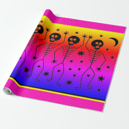 Presente MALHA DE Papel HALLOWEEN RAINBOW DANCING SKELETONS