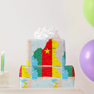 Presente Mapa De Papel De Embalagem Dos Camarões