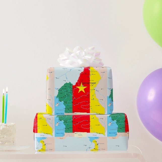 Presente Mapa De Papel De Embalagem Dos Camarões (Criador carregado)