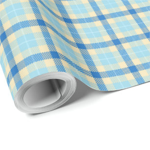 Presente Marinho e papel de enrolamento da Xadrez do Tartan