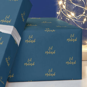 Presente Marinho Eid Mubarak Papel Azul De Enrolamento De P