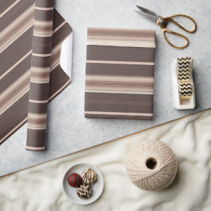 Presente Mocha Brown e Cream Stripes Papel de Moldagem