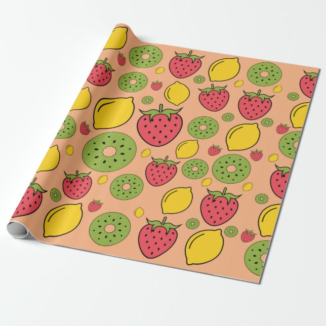 Presente Morango, limão e papel de parede de fruta kiwi (Desenrolado)