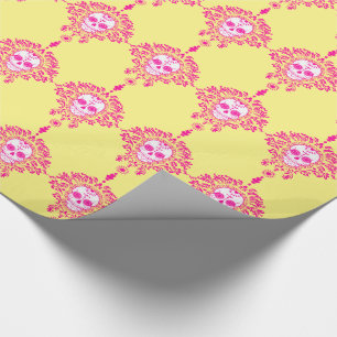 Presente Morto Damask - Chic Sugar Skulls - Papel de enrola