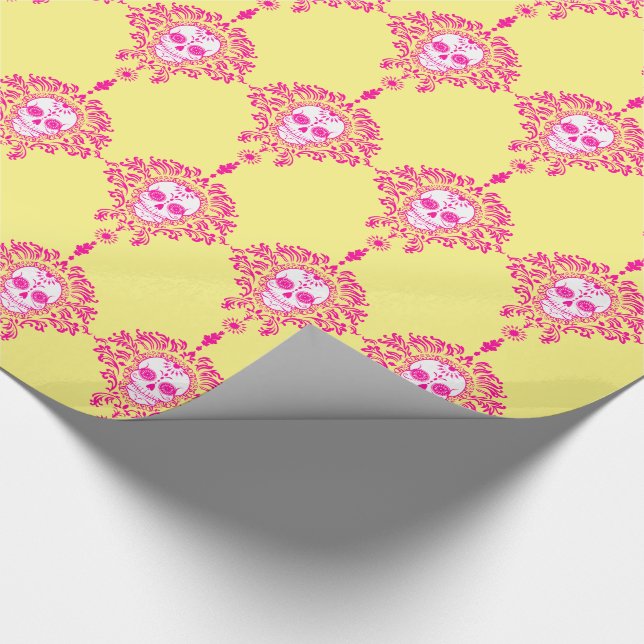 Presente Morto Damask - Chic Sugar Skulls - Papel de enrola (Ponta)
