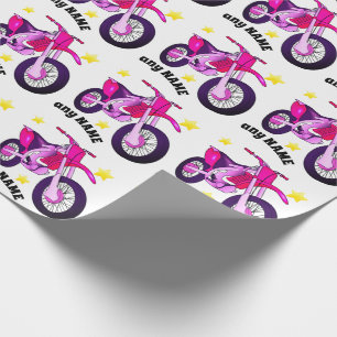 Presente Motocicleta rosa e papel personalizado de empacota