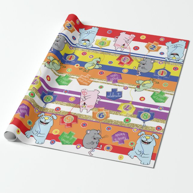 Presente Mouse e amigos de papel de moldagem Chanukah (Desenrolado)