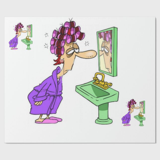 Presente Mulher-rolo de Wite embrulhando papel brilhante (Aberto)