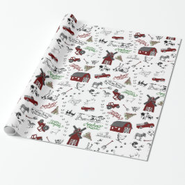 Presente Na Fazenda do papel de moldagem de Natal