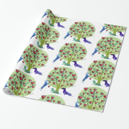 Presente Namorados Dachshund Corações Papel de Enrolamento