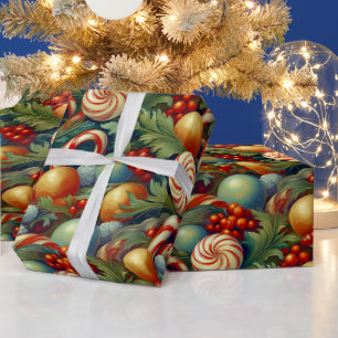 Presente Natais vintages da década de 60 embrulhando papel 