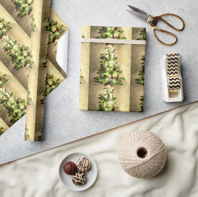 Presente Natais vintages Papel de empacotamento brilhante n (Artesanato)