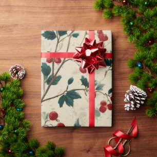 Presente Natais vintages Papel de enrolamento Berry Elega