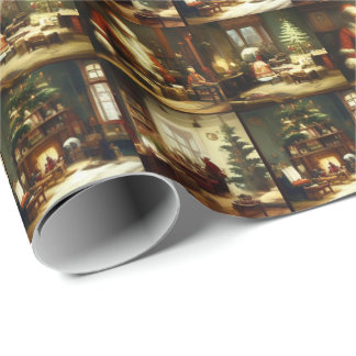 Presente Natais vintages vitorianos Papel de enrolamento de
