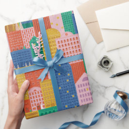 Presente Natal na cidade Papel Colorido de Embalagem