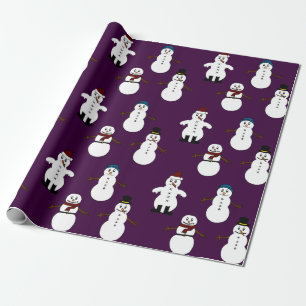 Presente Natal roxo do boneco de neve do papel de