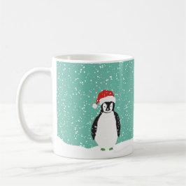 Presente nevado da caneca do pinguim do papai noel